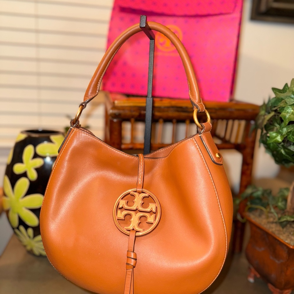 Tory Burch Tan Hobo Bag with Gold Medallion